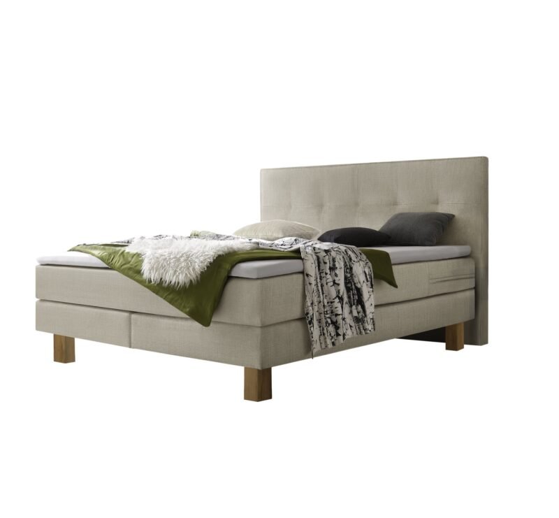 Boxspring bett Lodge Hasena 160x200 cm Beige / Braun