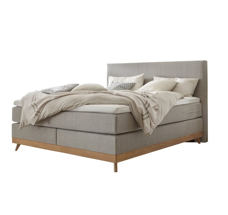 Lit boxspring Scandia Hasena 140x200 cm Gris / Brun