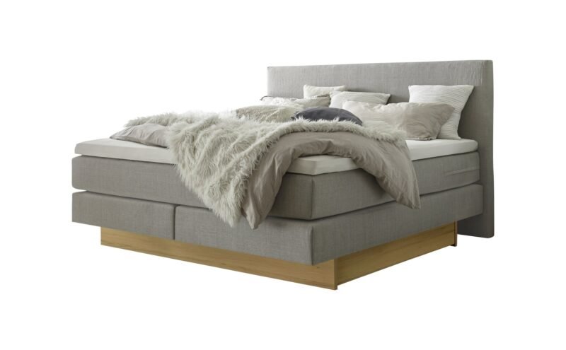 Lit boxspring incl. espace de rangement Denver Hasena 160x200 cm Gris / Brun