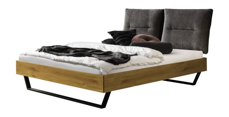 Bett Totti Hasena Eiche massivholz-751-Fusio anthracit 180x200 cm Anthrazit / Braun