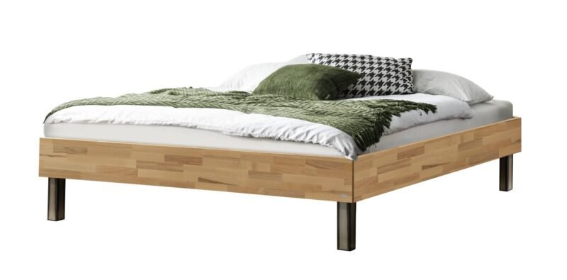 Bett Senza Hasena Buche, herzen, rot, holz, massiv, 90x200 cm, Grau/Silber / Braun