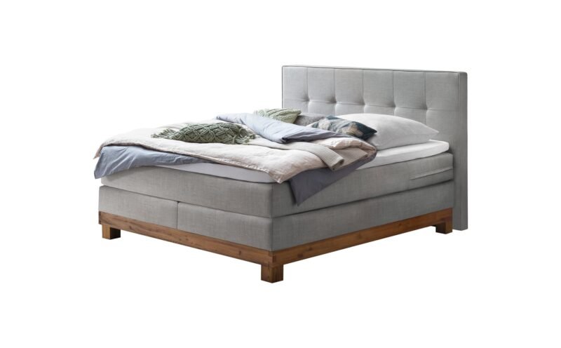 Boxspring bett Finca Hasena 140x200 cm Grau / Braun