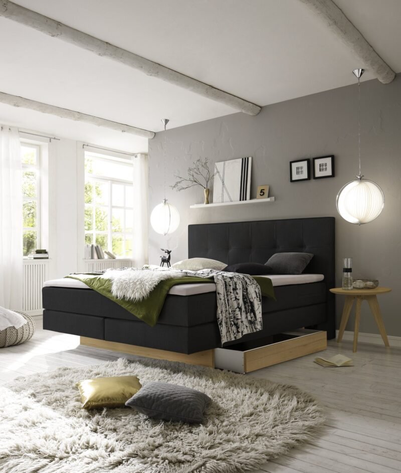 Lit boxspring incl. espace de rangement Miami Hasena 140x200 cm Anthracite / Brun – Image 2