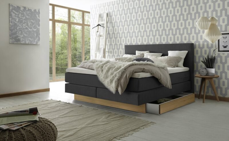 Boxspring bett inkl. stauraum Denver Hasena 140x200 cm Anthrazit / Braun - Bild 2