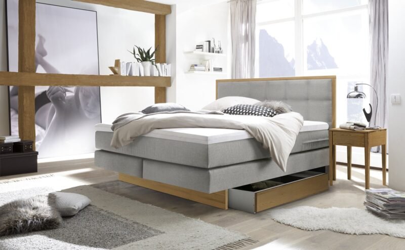 Lit boxspring incl. espace de rangement Ottawa Hasena 140x200 cm Gris / Brun – Image 2