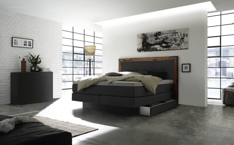 Lit boxspring incl. espace de rangement Nevada Hasena 160x200 cm Anthracite / Brun – Image 2