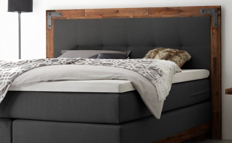 Boxspring bett Chicago Hasena 140x200 cm Anthrazit / Braun - Bild 2