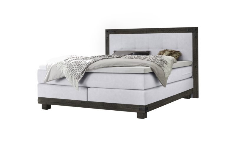 Lit boxspring Chicago Hasena 140x200 cm Blanc / Gris