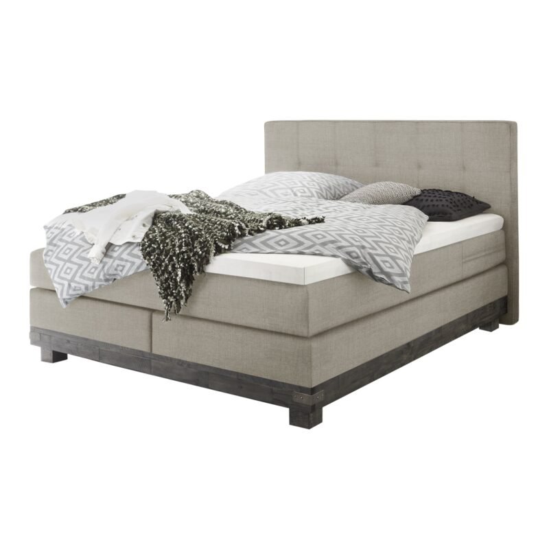 Boxspring bett Boston Hasena 140x200 cm Beige / Grau