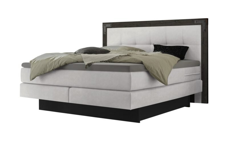 Lit boxspring incl. espace de rangement Nevada Hasena 180x200 cm Blanc / Gris