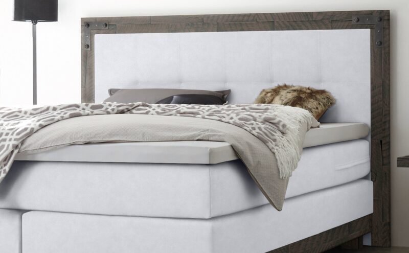 Lit boxspring Chicago Hasena 140x200 cm Blanc / Gris – Image 2