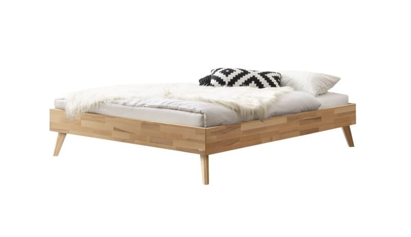 Bett Iseo Hasena Buche, herzen, rot, holz, massiv, 90x200 cm, Braun