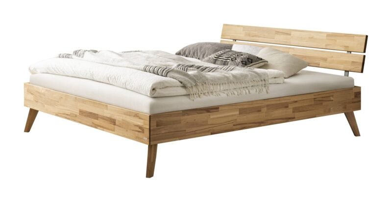 Bett Valeria Hasena Buche, herzen, rot, holz, massiv 100x200 cm Braun