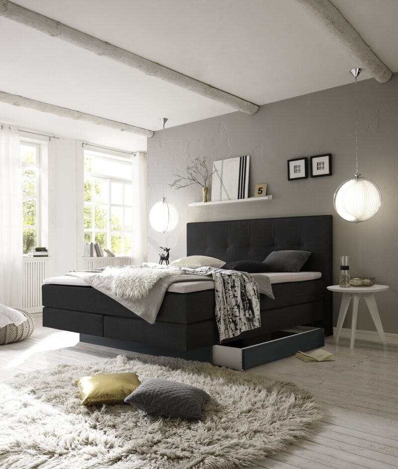 Lit boxspring incl. espace de rangement Miami Hasena 140x200 cm Anthracite – Image 2