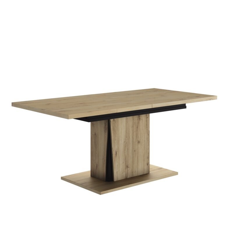 Table rectangulaire 1 allonge CRACK Chêne artisan Beige