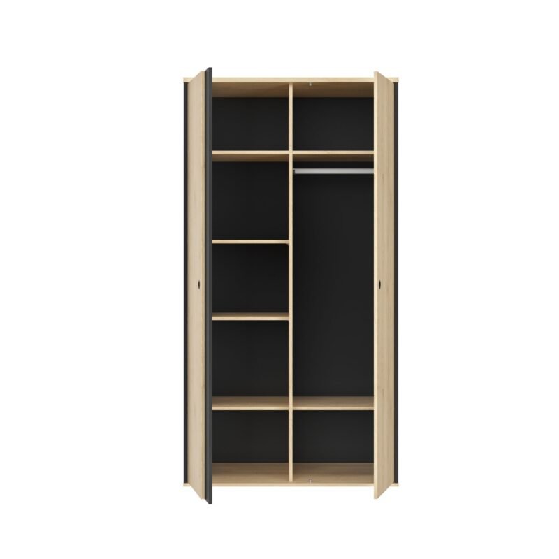 Kleiderschrank mit 2 türen DUPLEX Kastanie natürliche Beige 105x61 - Bild 3