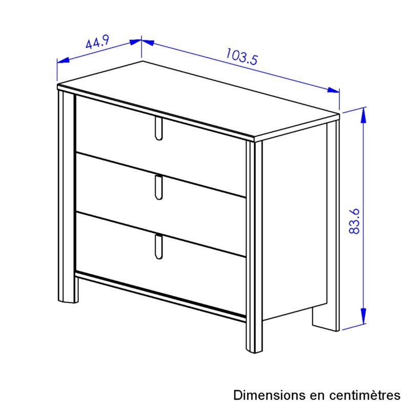 Commode 3 tiroirs LUGANO Chêne artisan  104x45 – Image 5