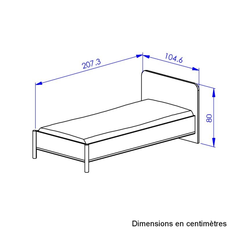 Lit simple MATIS Châtaignier naturel  105x208 – Image 6