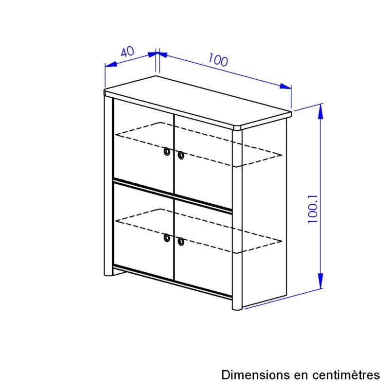 Commode 4 portes MATIS Châtaignier naturel  100x40 – Image 6