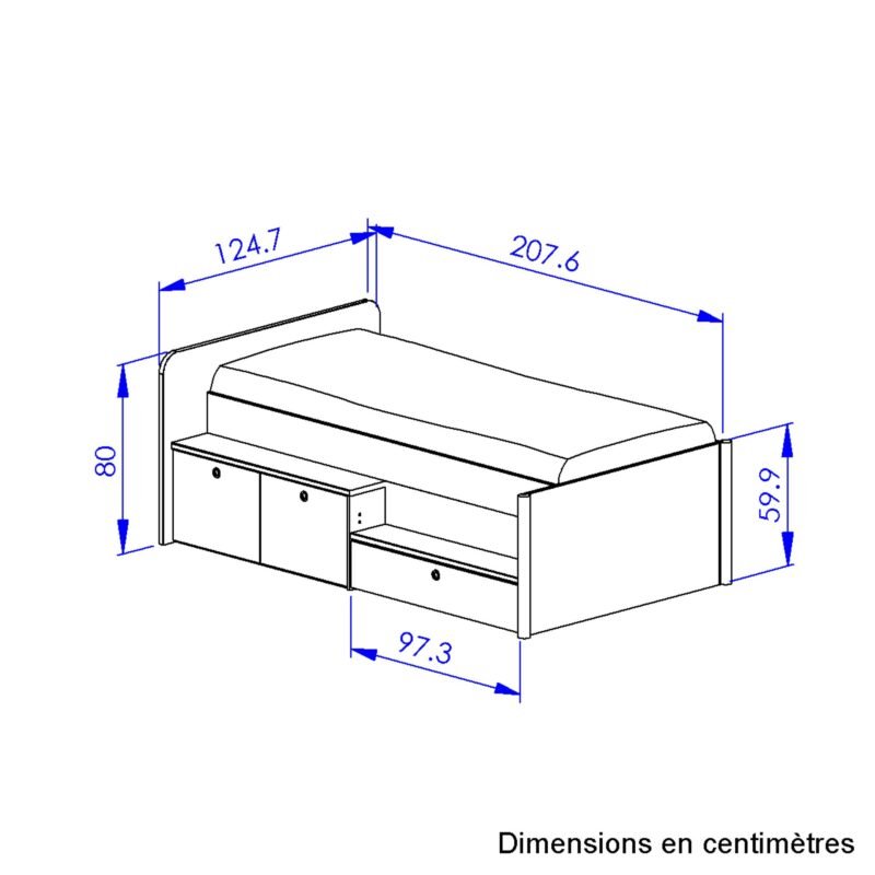 Bett compact unten 90 x 200 MATIS Kastanie natürliche 208x125 - Bild 6