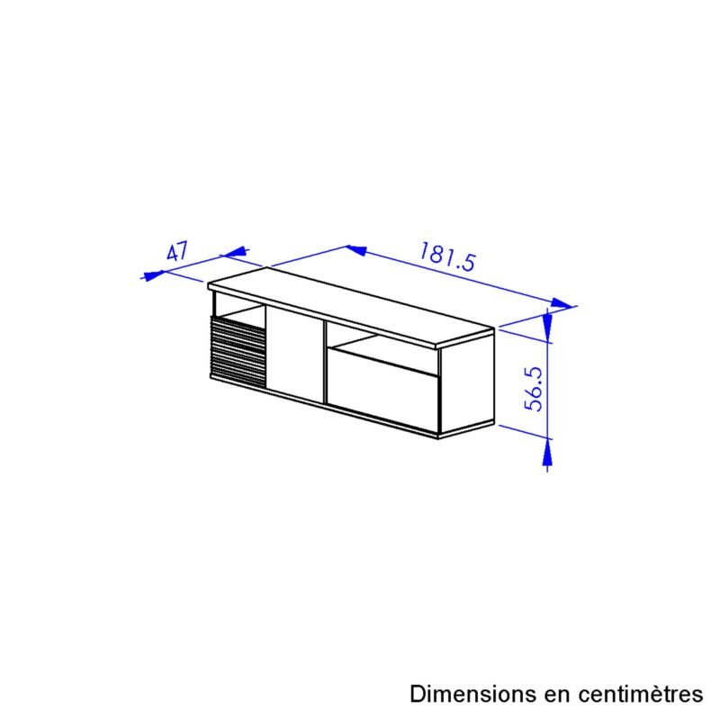 Meuble TV 2 portes 1 tiroir OTELLO Blanc brillant Blanc – Image 5