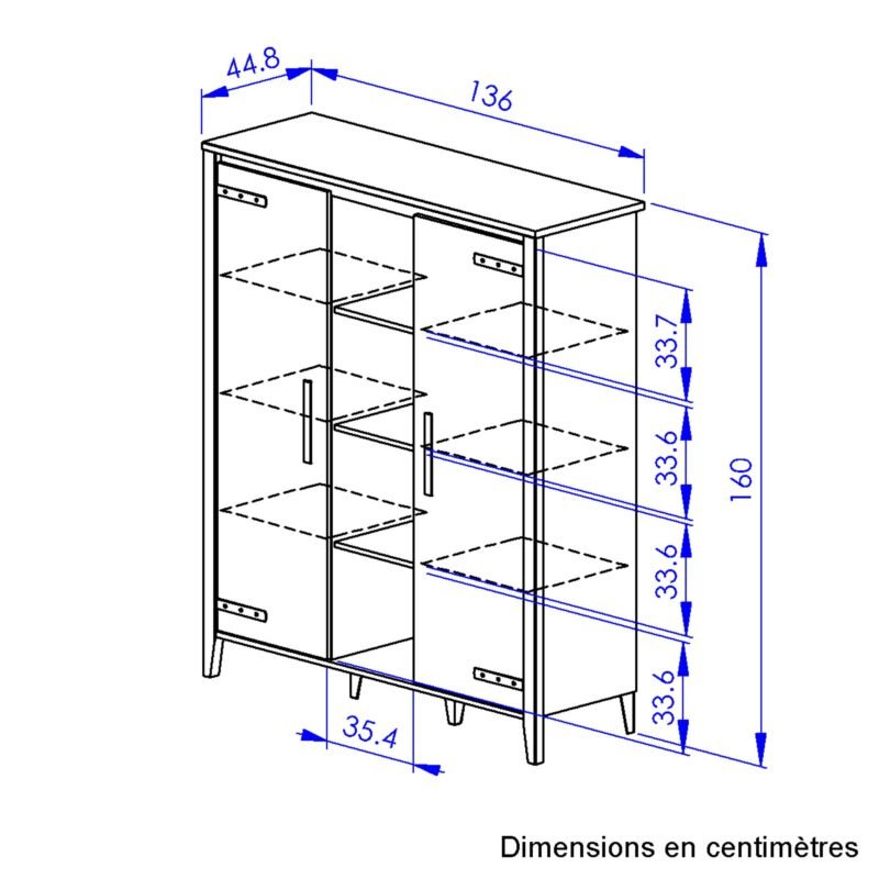 Buffet haut 2 portes 4 niches CORK Chêne doré Beige – Image 5