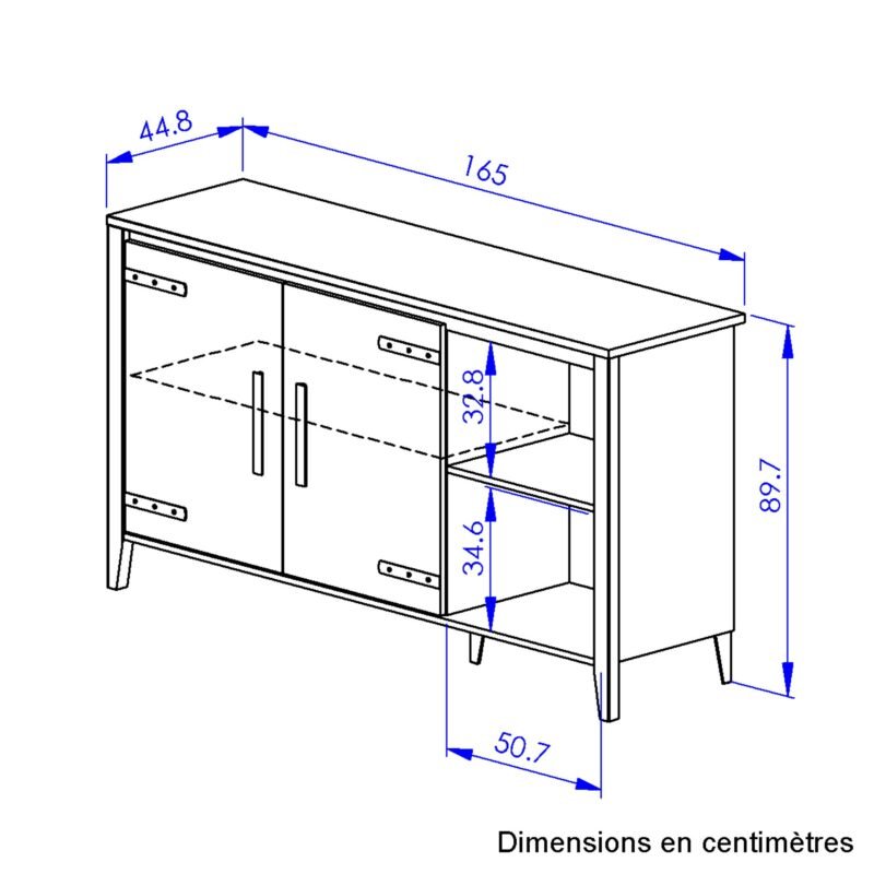 Buffet 2 portes 2 niches L165 CORK Chêne doré Beige – Image 4