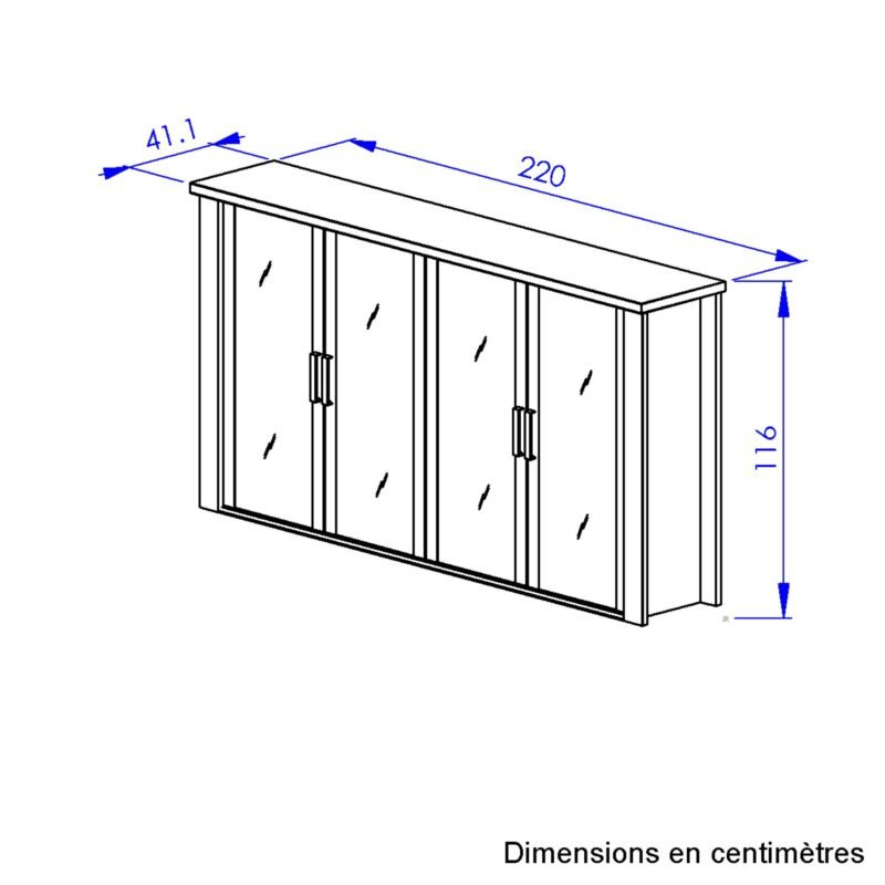 Vitrine 4 glastüren, um Sideboard MANOSQUE Eiche Helvezia gebleicht - Bild 6