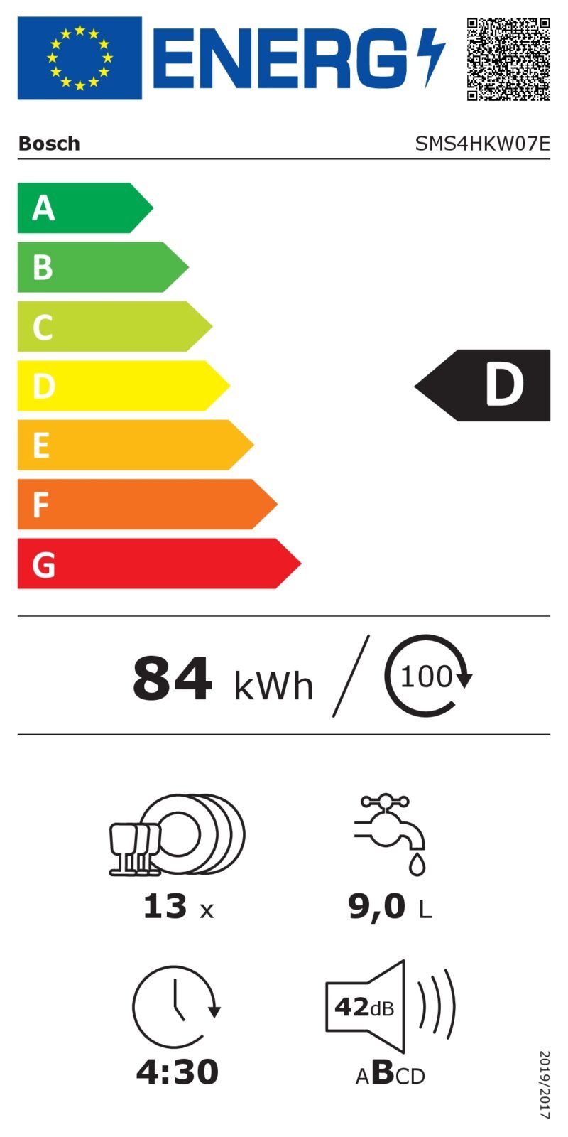 Freistehender Geschirrspüler Bosch (Serie 4) Weiss SMS4HKW07E - Bild 9