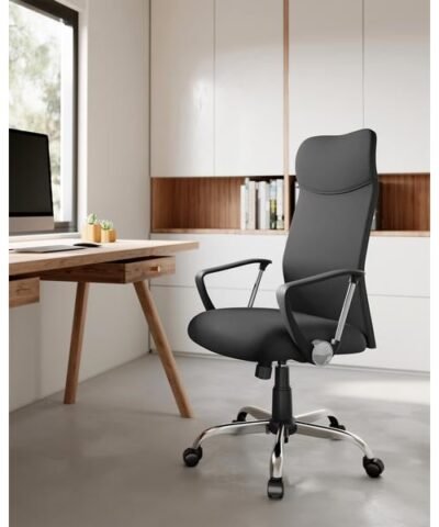 Songmics Chaise de bureau avec rembourrage et accoudoirs, noir 8