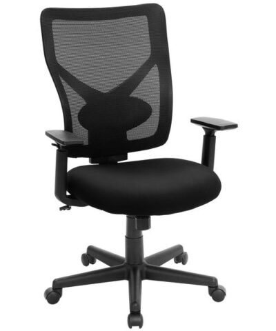 Songmics Chaise de bureau avec dossier résille et accoudoirs, noir 10