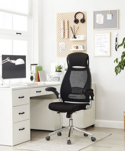 Songmics Chaise de bureau avec revêtement en filet, accoudoirs et appui-tête 7