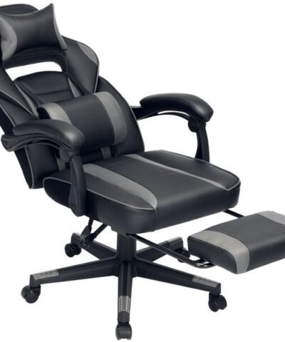 Songmics Chaise de bureau avec dossier inclinable, noir / gris 1