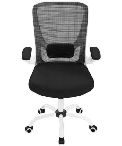 Songmics Chaise de bureau avec accoudoirs rabattables, noir / blanc 5