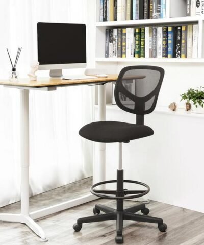 Songmics Chaise de bureau avec piétement, noir 6