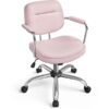 Songmics Chaise de bureau avec dossier rembourré et accoudoirs, Rose 7