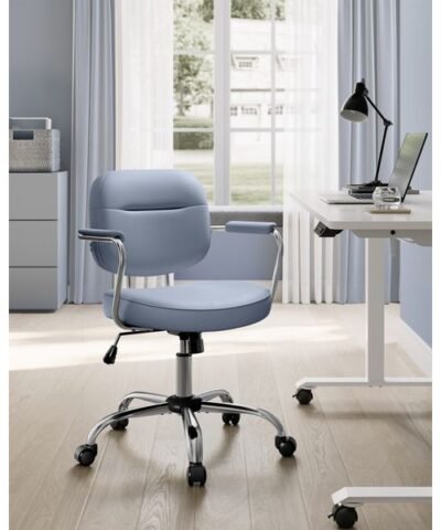 Songmics Chaise de bureau avec dossier rembourré et accoudoirs, Bleu 5