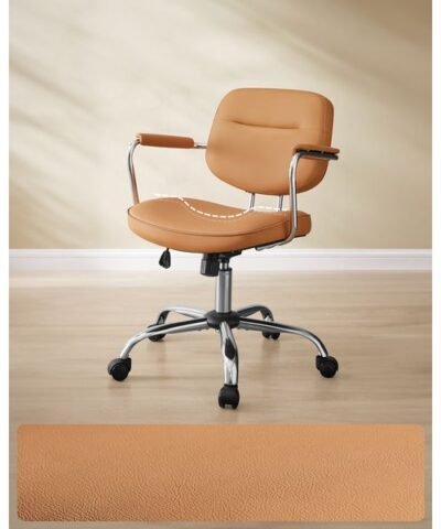 Songmics Chaise de bureau avec dossier rembourré et accoudoirs, Marron caramel 2