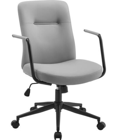 Songmics Chaise de bureau avec dossier rembourré et accoudoirs, Gris 8