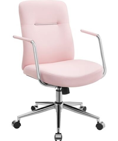 Songmics Chaise de bureau avec dossier rembourré et accoudoirs, Rose 8