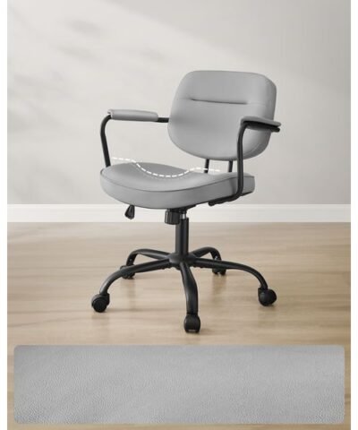 Songmics Chaise de bureau avec dossier rembourré et accoudoirs, Gris 2