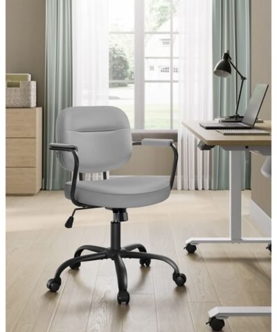 Songmics Chaise de bureau avec dossier rembourré et accoudoirs, Gris 3