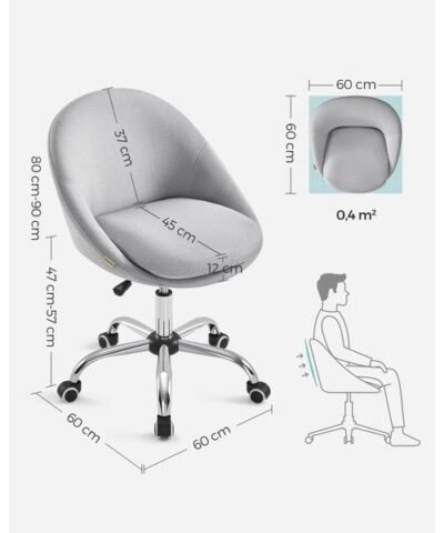 Songmics Chaise de bureau sans accoudoirs, avec piétement, gris 8