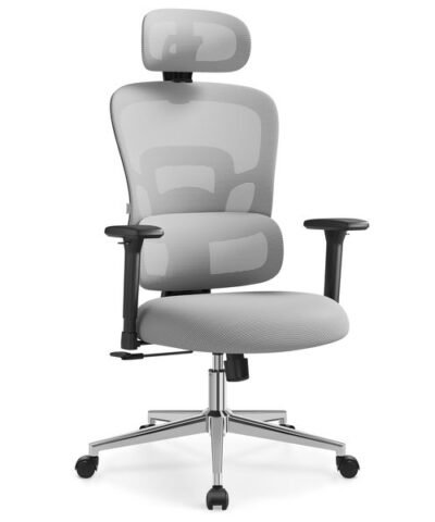 Songmics Chaise de bureau avec appui-tête et accoudoirs, Gris 1