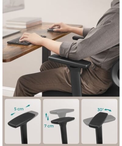 Songmics Chaise de bureau avec appui-tête et accoudoirs, Noir 6