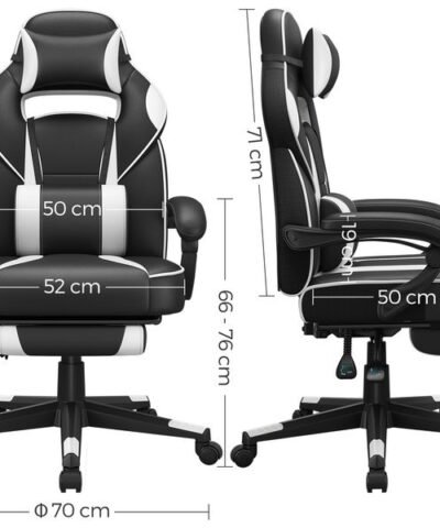 Songmics Bürostuhl mit neigbarer Rückenlehne, Schwarz / Weiss 3