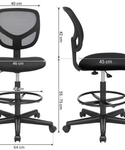 Songmics Bürostuhl mit Fusskreuz, Schwarz 1