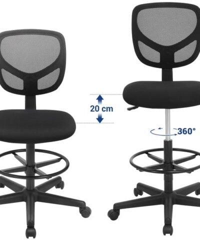 Songmics Bürostuhl mit Fusskreuz, Schwarz 2