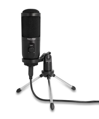 Delock Microphone à condensateur USB avec support 1