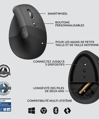 Logitech Souris ergonomique Lift for Business Graphite 6